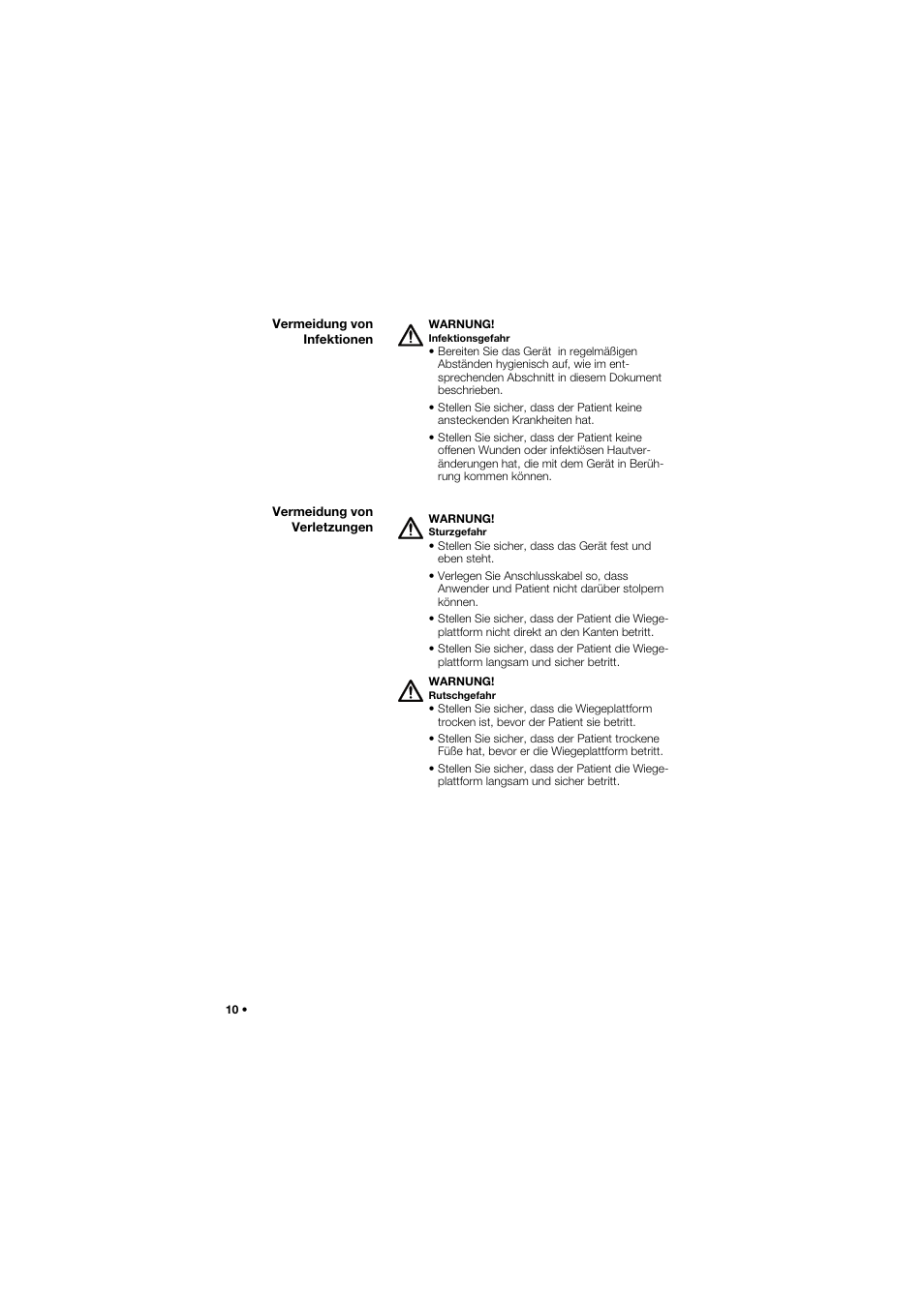 Vermeidung von infektionen, Vermeidung von verletzungen | Seca 635 User Manual | Page 10 / 369