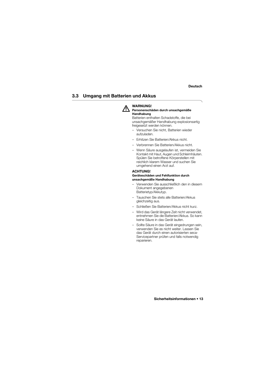 3 umgang mit batterien und akkus | Seca 635 User Manual | Page 13 / 369