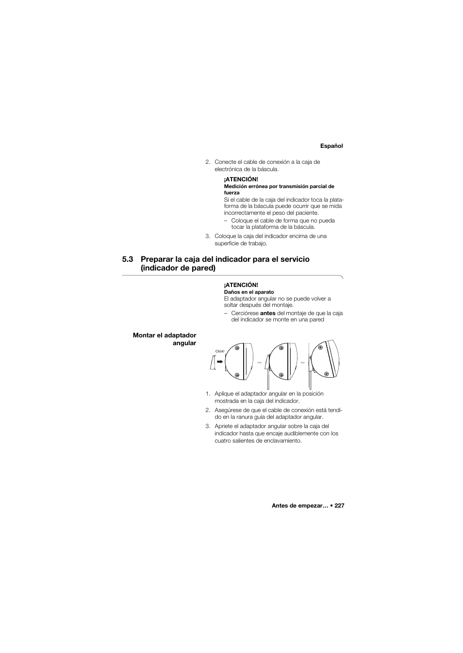 Montar el adaptador angular | Seca 635 User Manual | Page 227 / 369