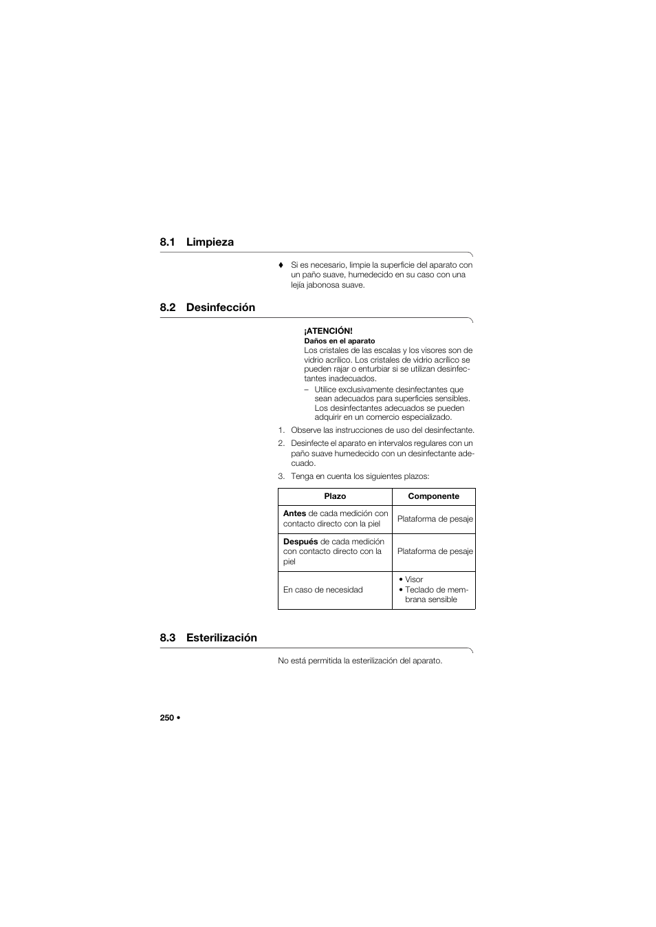 1 limpieza, 2 desinfección, 3 esterilización | Seca 635 User Manual | Page 250 / 369