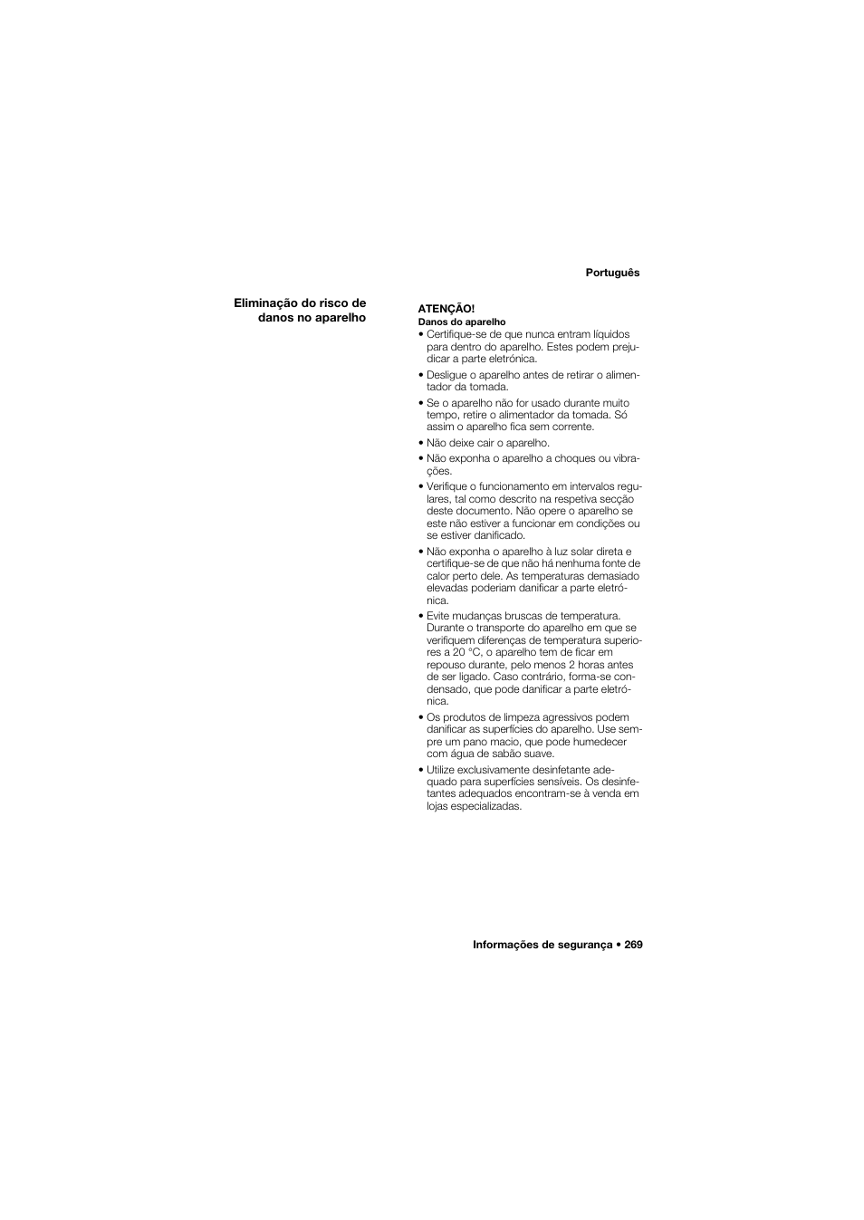 Eliminação do risco de danos no aparelho | Seca 635 User Manual | Page 269 / 369