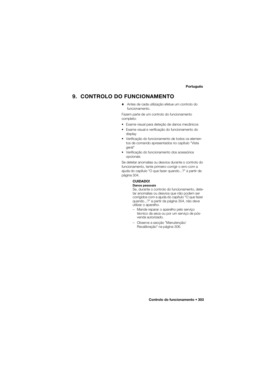 Controlo do funcionamento | Seca 635 User Manual | Page 303 / 369