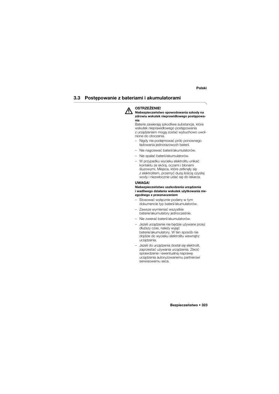 3 postępowanie z bateriami i akumulatorami | Seca 635 User Manual | Page 323 / 369