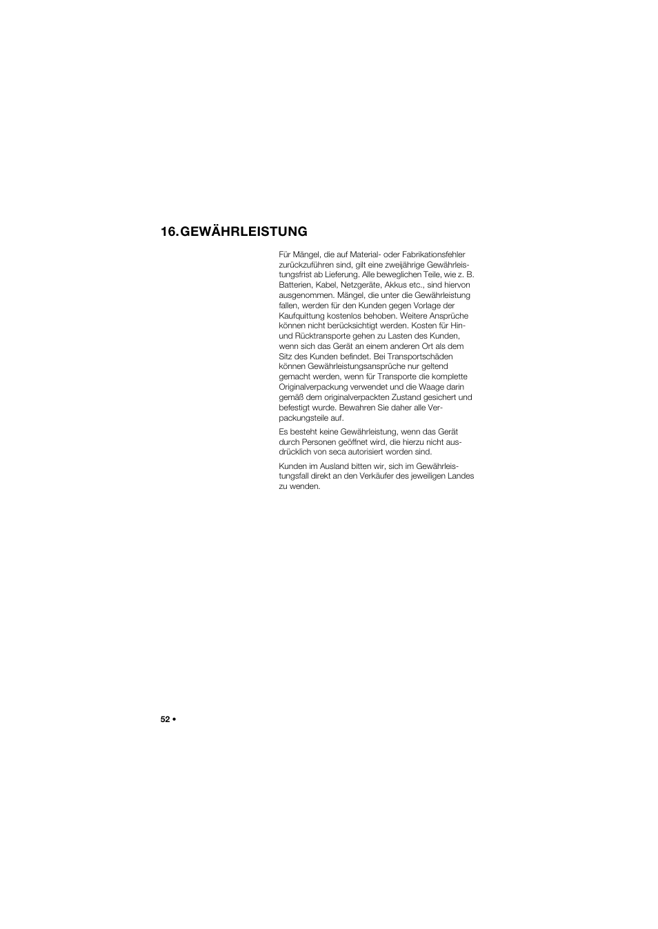 Gewährleistung | Seca 635 User Manual | Page 52 / 369