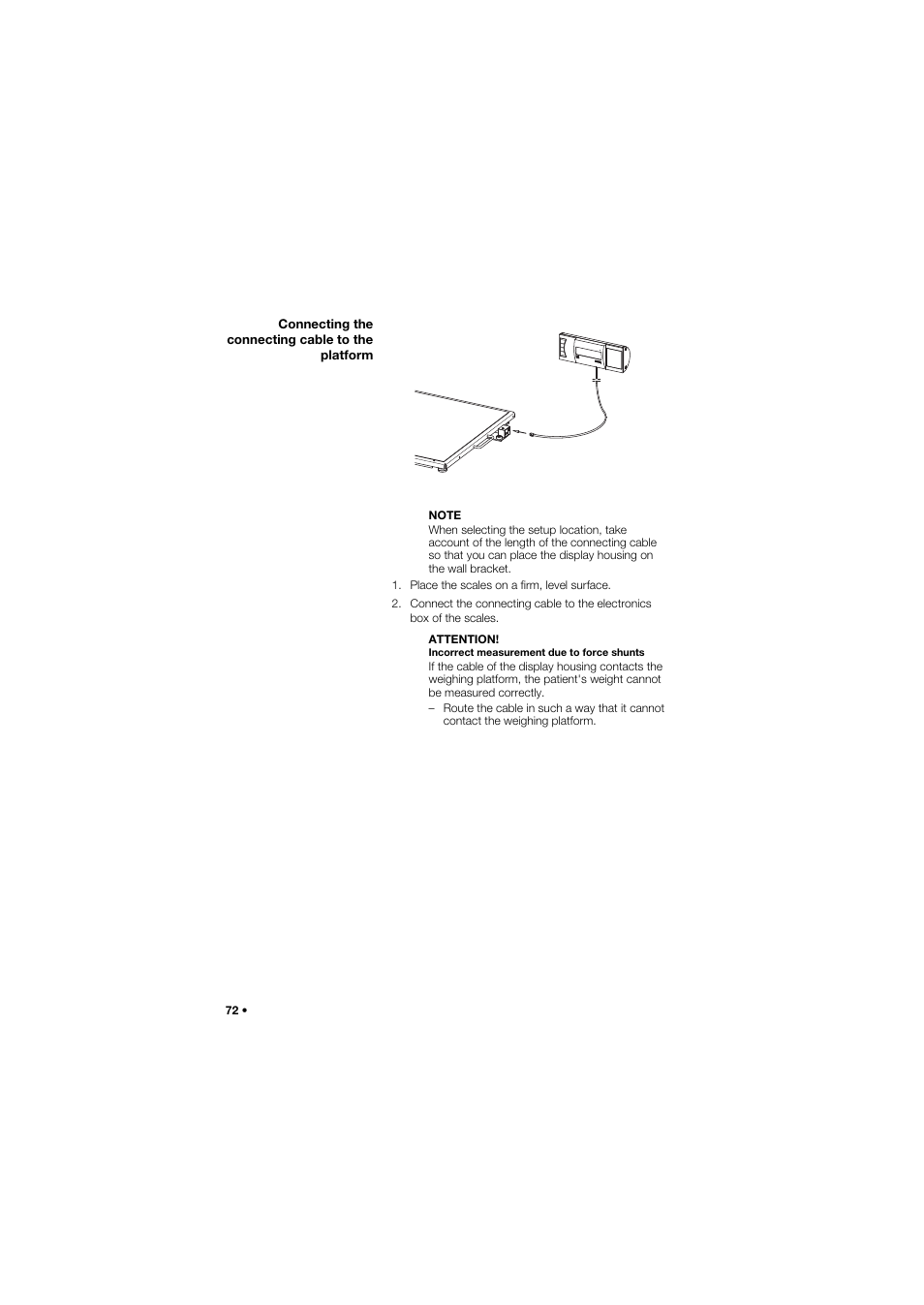 Connecting the connecting cable to the platform | Seca 635 User Manual | Page 72 / 369