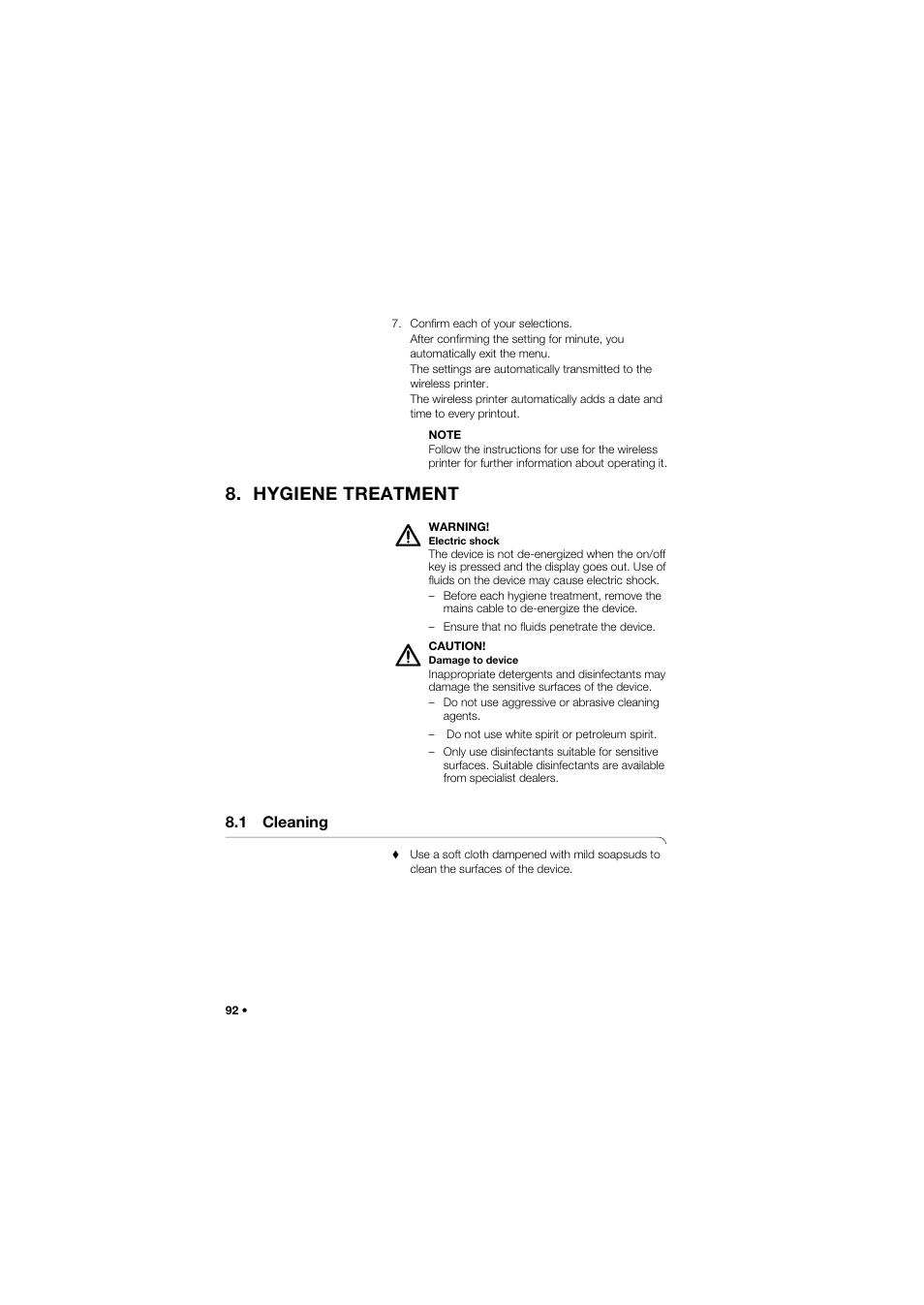 Hygiene treatment, 1 cleaning | Seca 635 User Manual | Page 92 / 369
