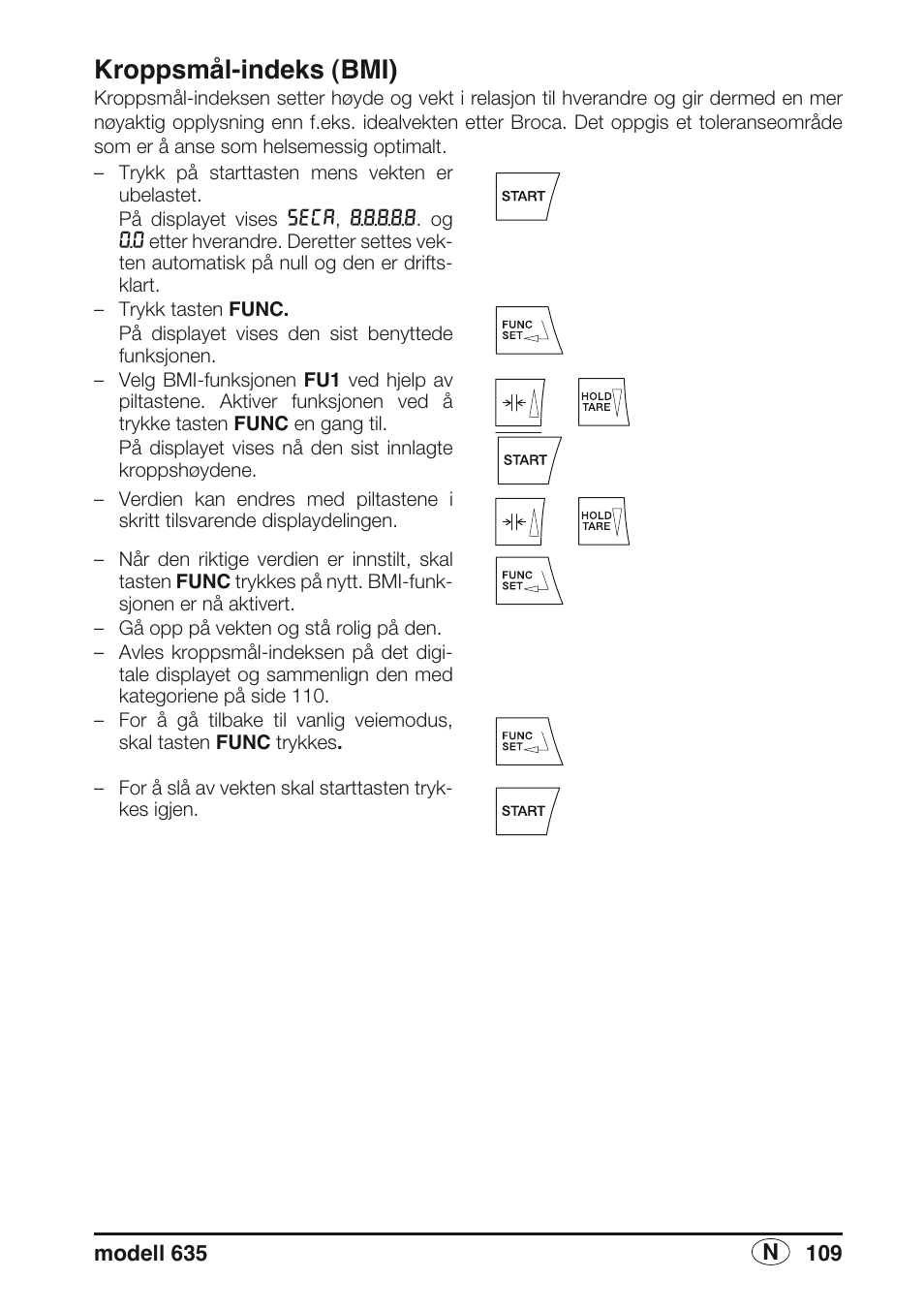 Kroppsmål-indeks (bmi) | Seca 635 User Manual | Page 109 / 188