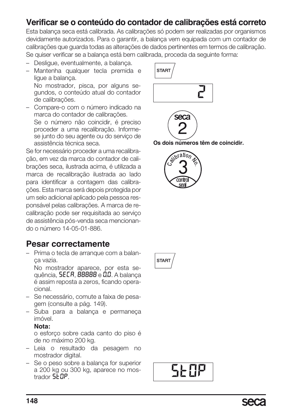 Pesar correctamente | Seca 635 User Manual | Page 148 / 188