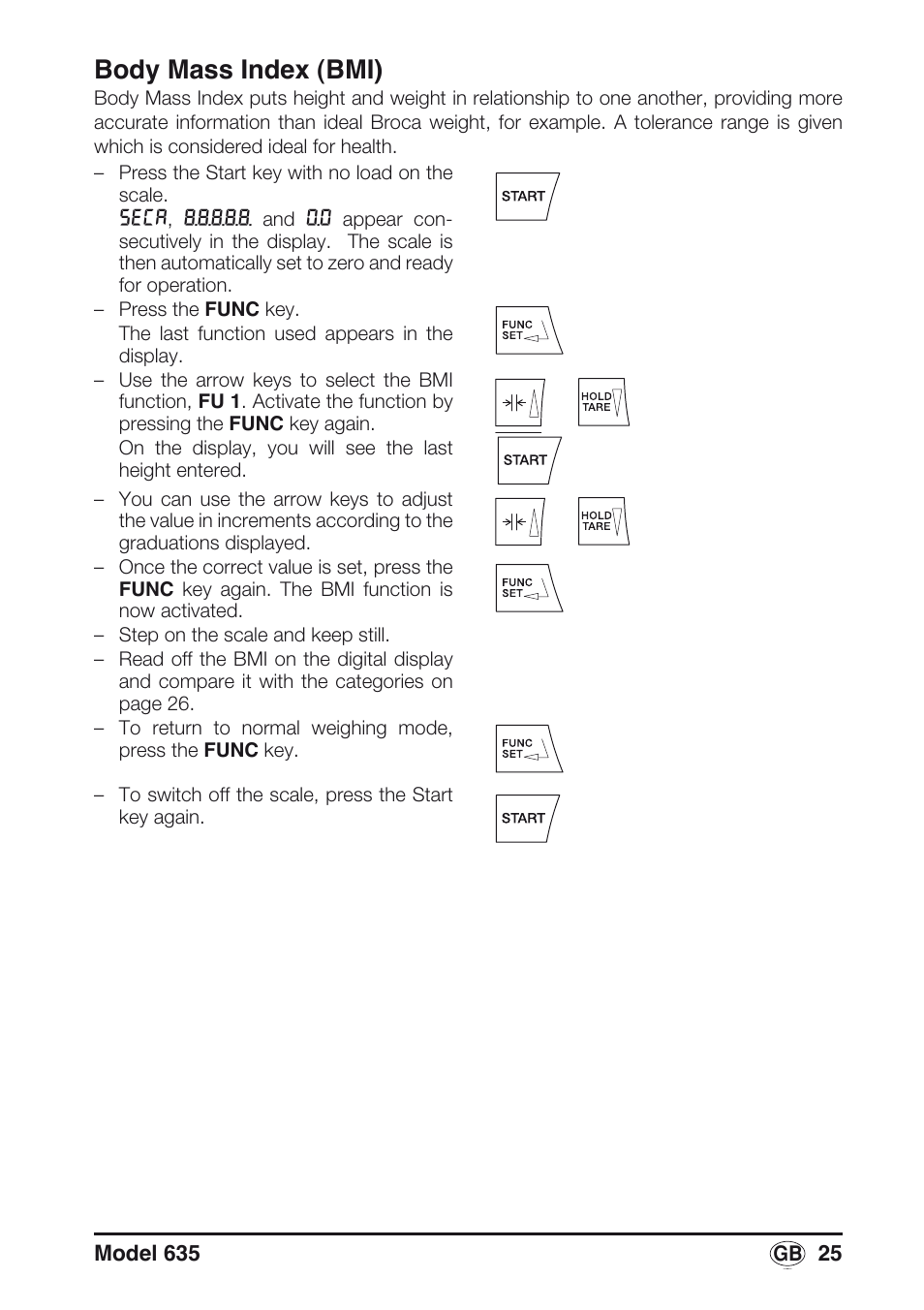 Body mass index (bmi) | Seca 635 User Manual | Page 25 / 188