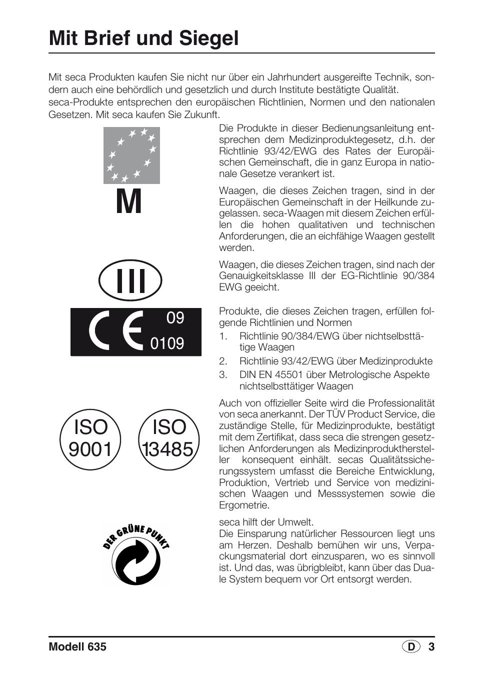 Deutsch, Mit brief und siegel | Seca 635 User Manual | Page 3 / 188