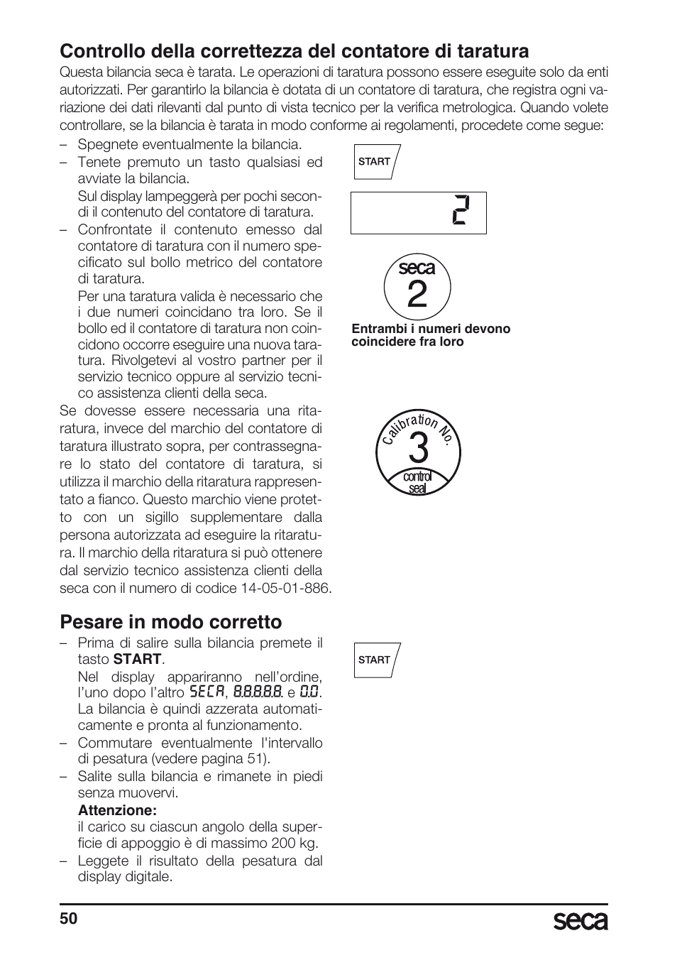 Pesare in modo corretto | Seca 635 User Manual | Page 50 / 188