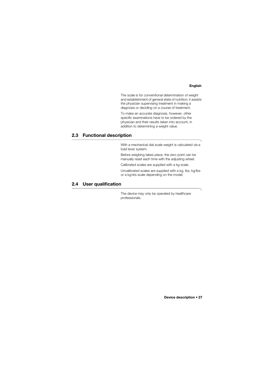 3 functional description, 4 user qualification | Seca 762 User Manual | Page 27 / 155