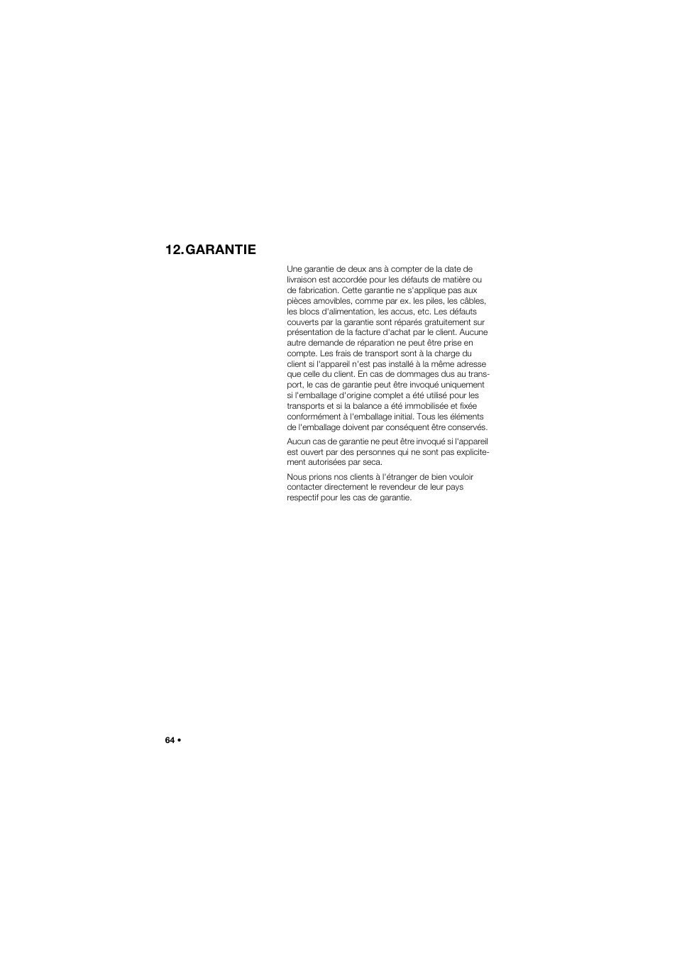 Garantie | Seca 762 User Manual | Page 64 / 155