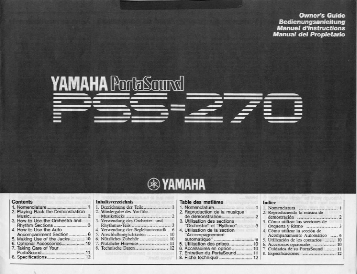 Yamaha PSS-270 User Manual | 16 pages