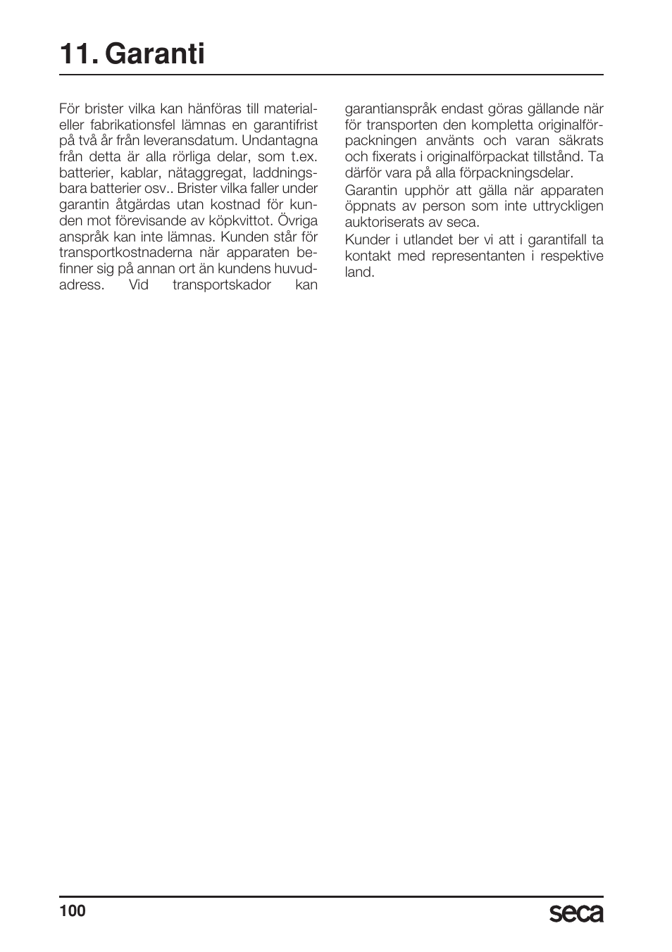 Garanti | Seca 899 User Manual | Page 100 / 188