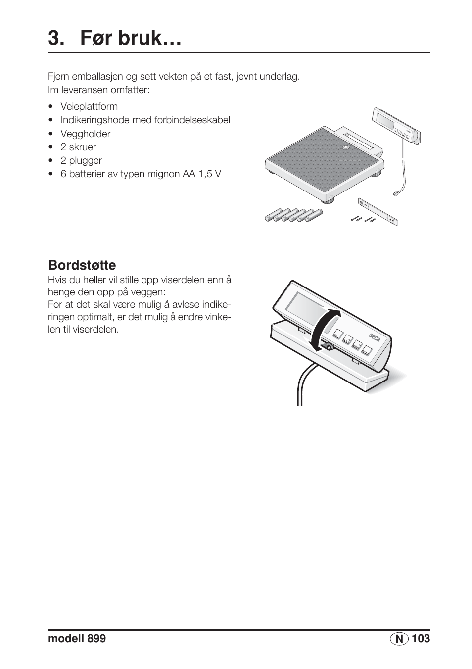 Før bruk, Bordstøtte | Seca 899 User Manual | Page 103 / 188