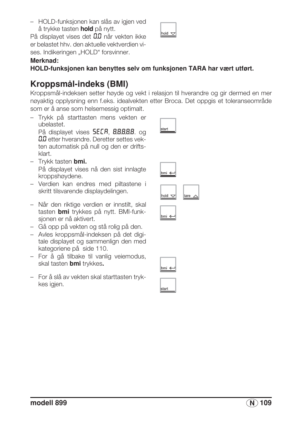 Kroppsmål-indeks (bmi) | Seca 899 User Manual | Page 109 / 188