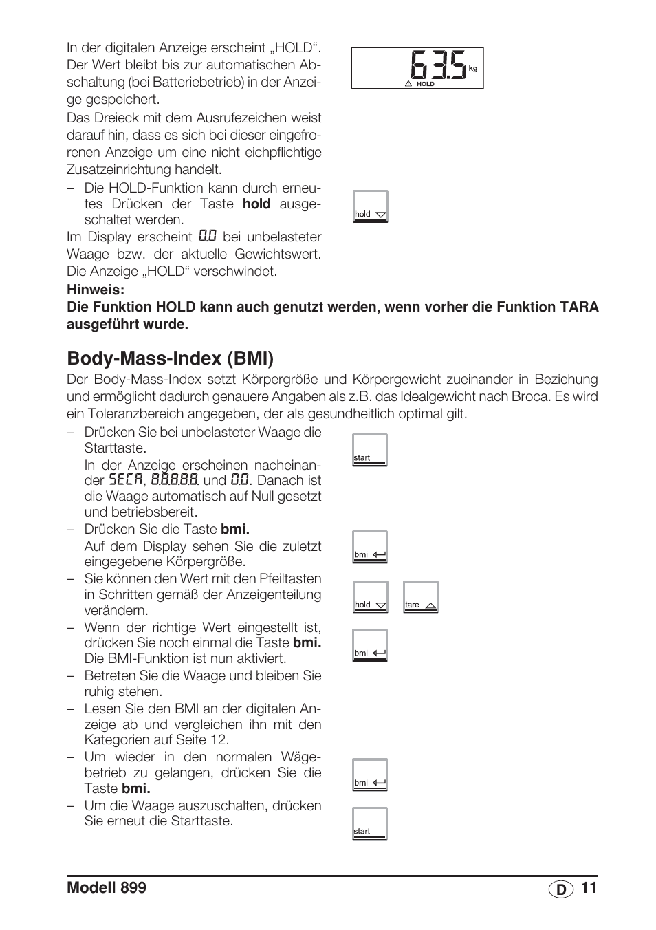 Body-mass-index (bmi) | Seca 899 User Manual | Page 11 / 188