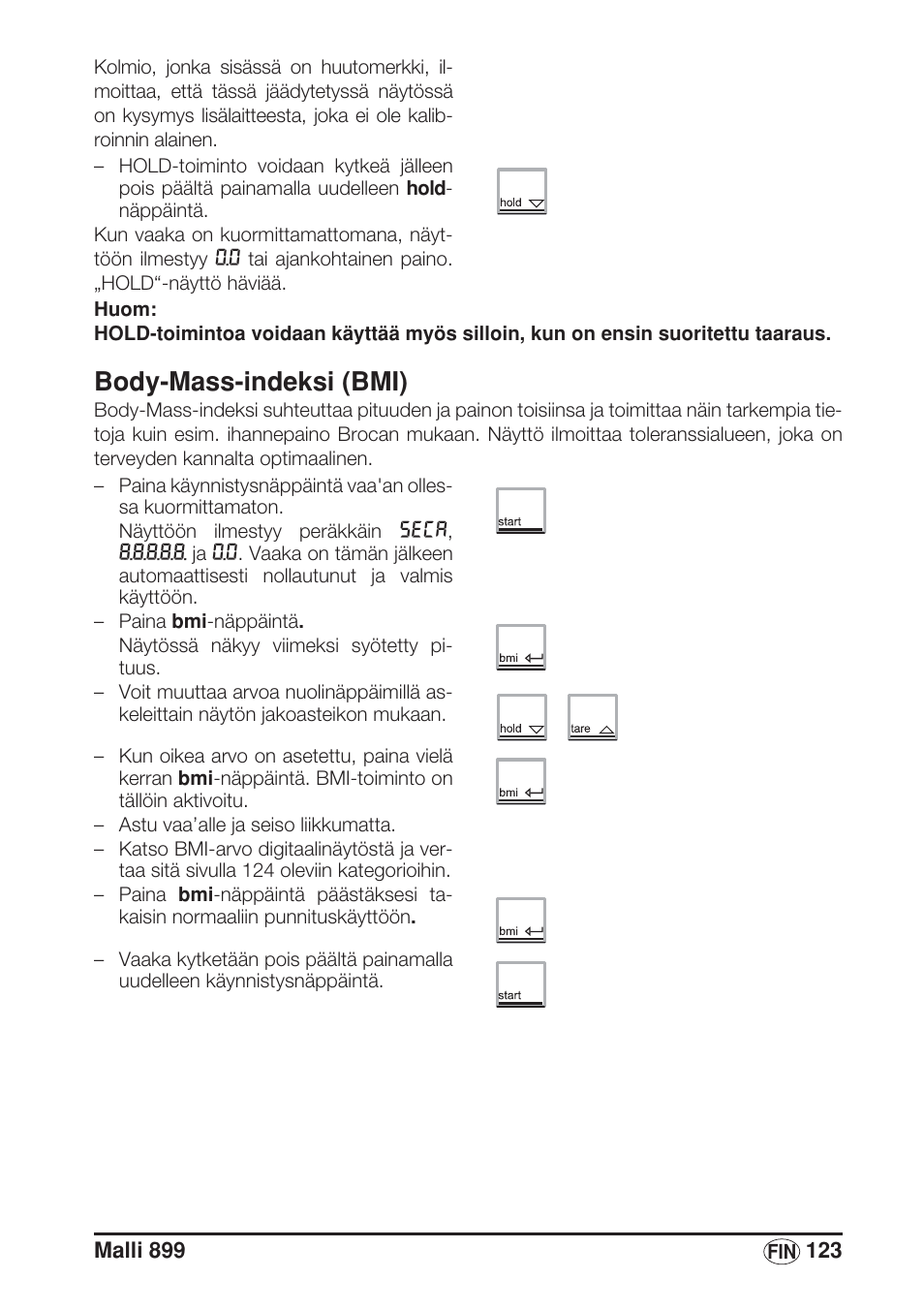 Body-mass-indeksi (bmi) | Seca 899 User Manual | Page 123 / 188