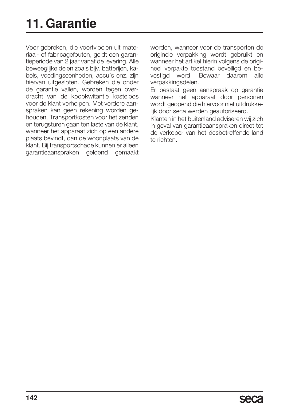 Garantie | Seca 899 User Manual | Page 142 / 188