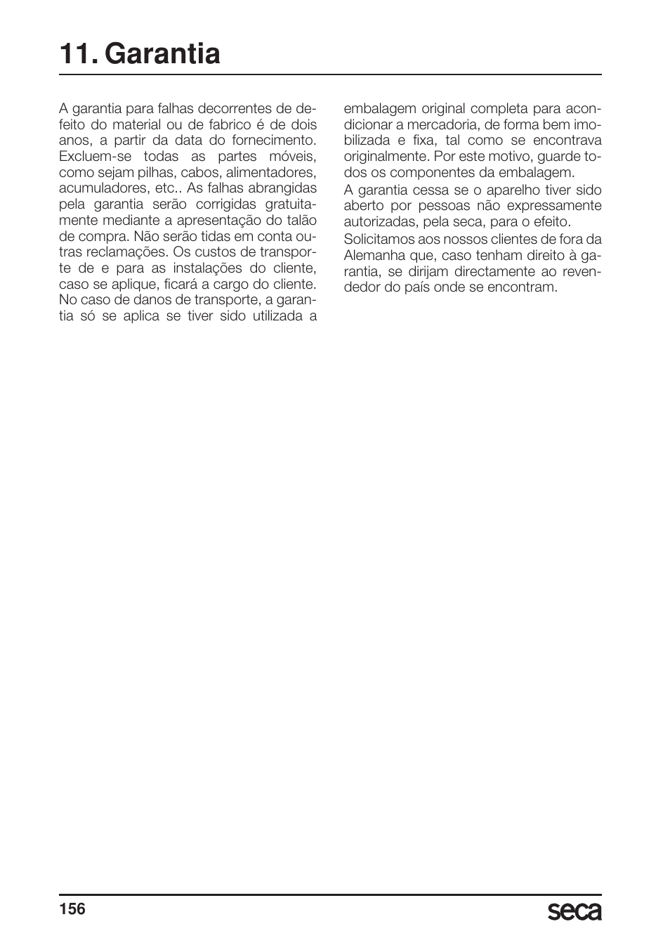 Garantia | Seca 899 User Manual | Page 156 / 188