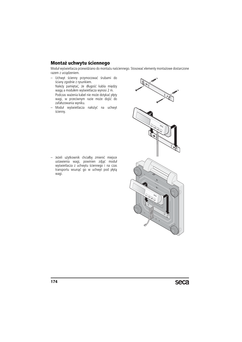 Montaż uchwytu ściennego, Patrz „montaż uchwytu, Ściennego” na stronie 174) | Seca 899 User Manual | Page 174 / 188