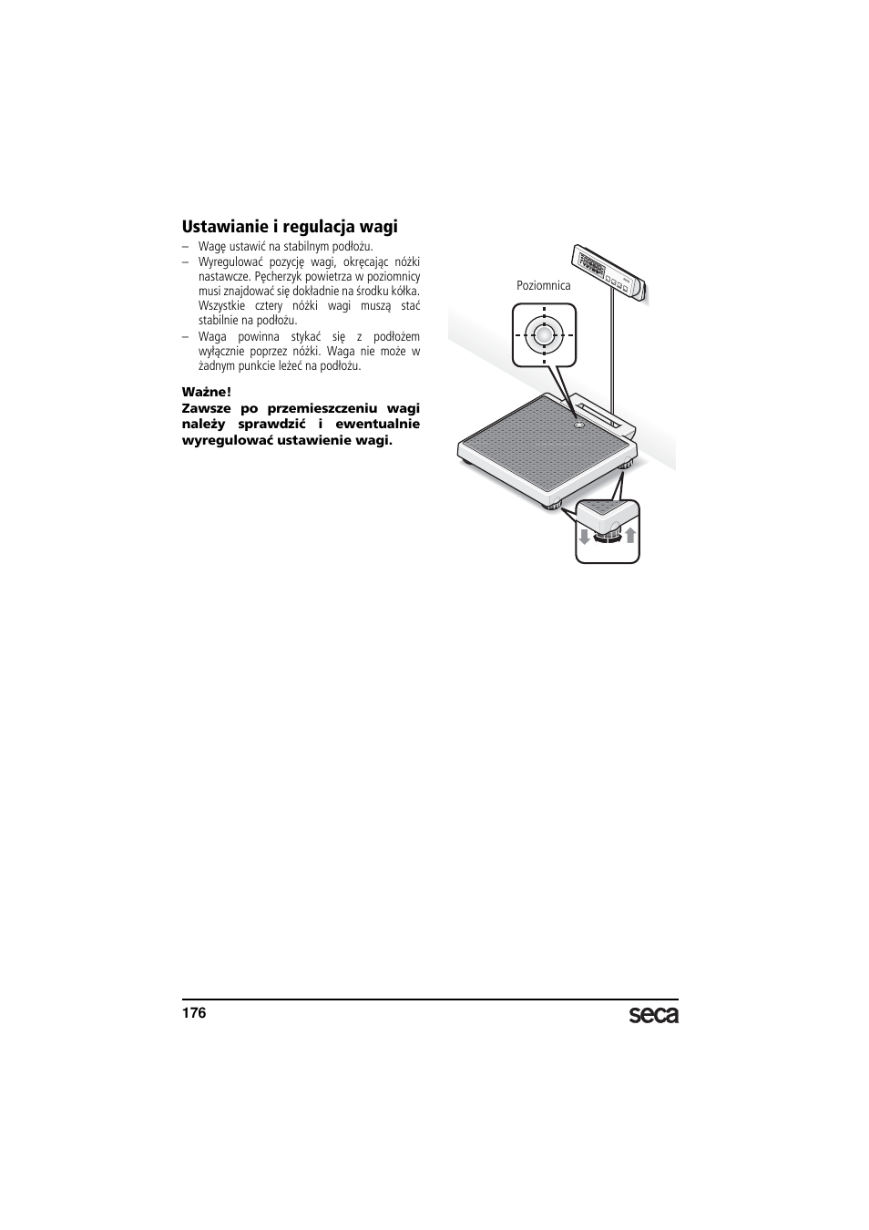 Ustawianie i regulacja wagi | Seca 899 User Manual | Page 176 / 188