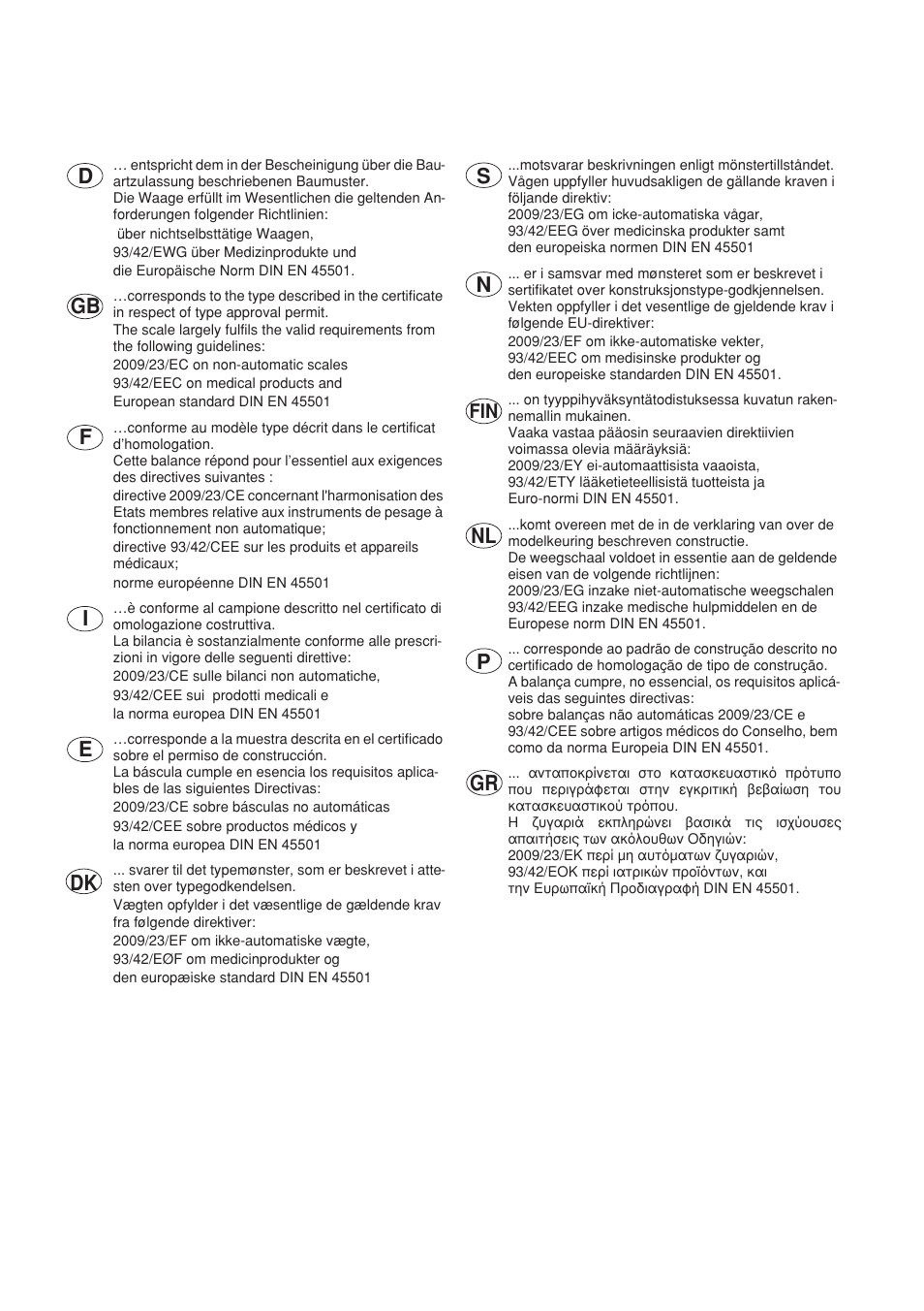 Nl p gr | Seca 899 User Manual | Page 187 / 188