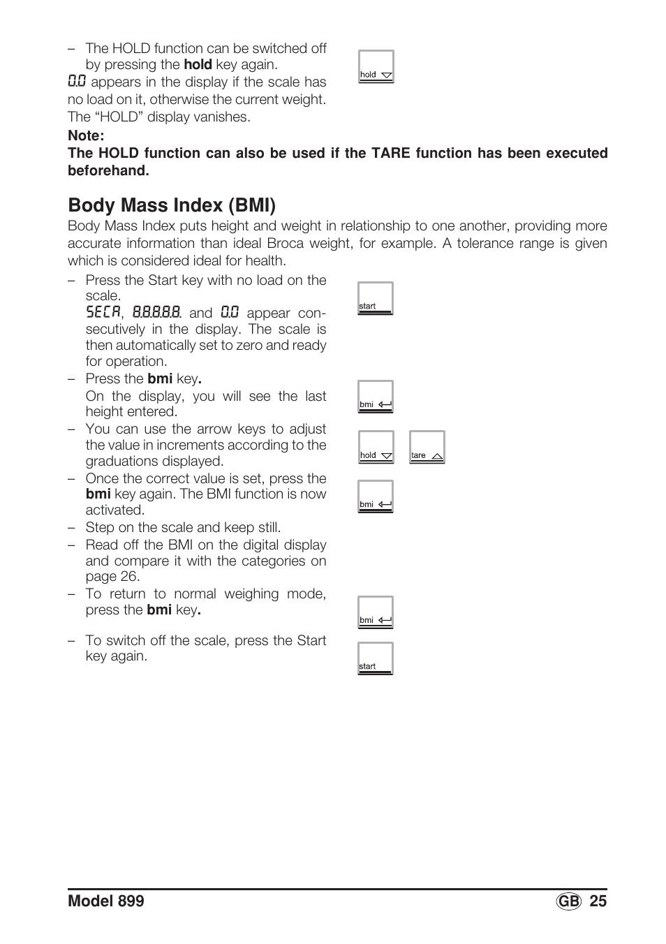Body mass index (bmi) | Seca 899 User Manual | Page 25 / 188