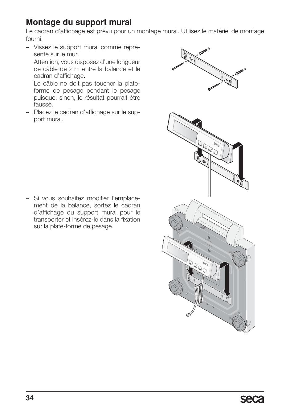 Montage du support mural | Seca 899 User Manual | Page 34 / 188
