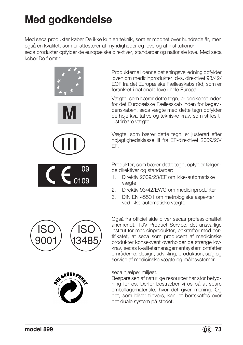 Dansk, Med godkendelse | Seca 899 User Manual | Page 73 / 188