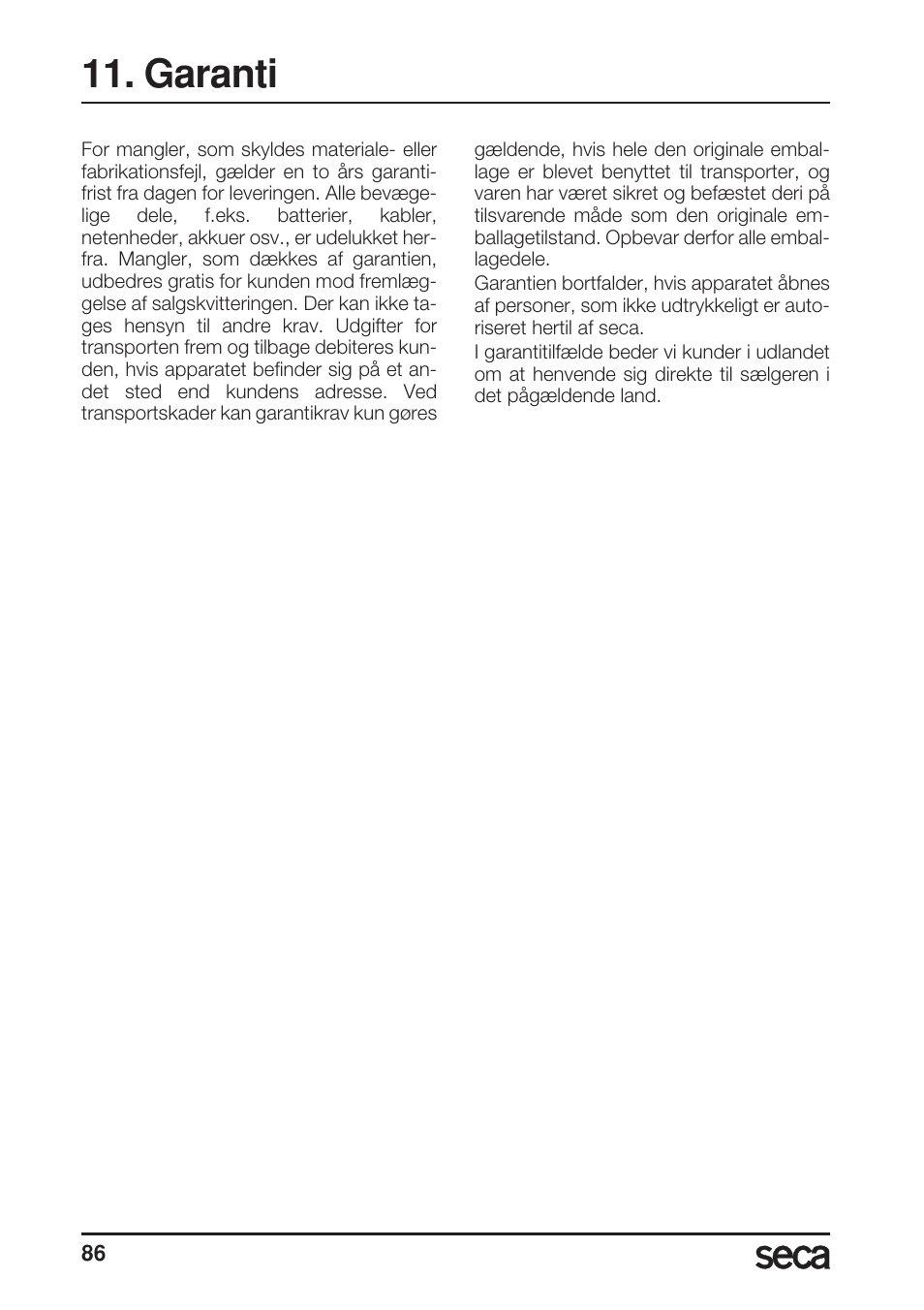Garanti | Seca 899 User Manual | Page 86 / 188