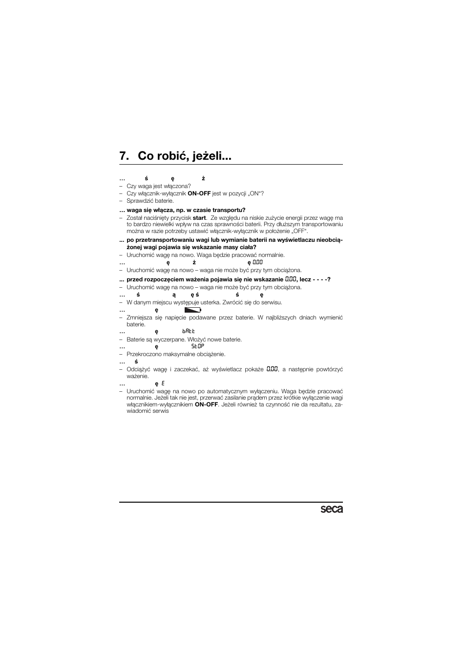 Co robić, jeżeli | Seca 878 User Manual | Page 132 / 139