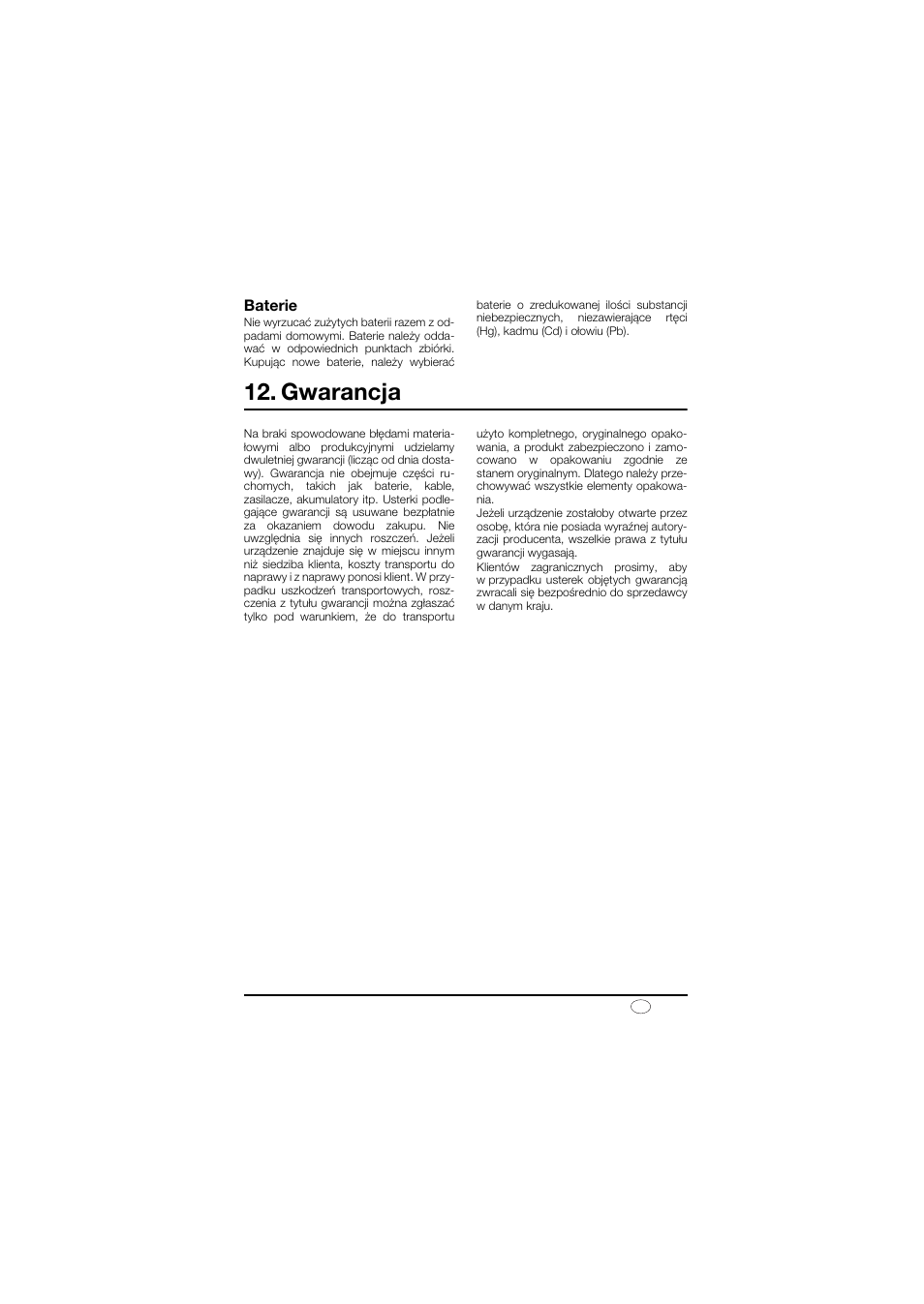 Baterie, Gwarancja | Seca 878 User Manual | Page 135 / 139