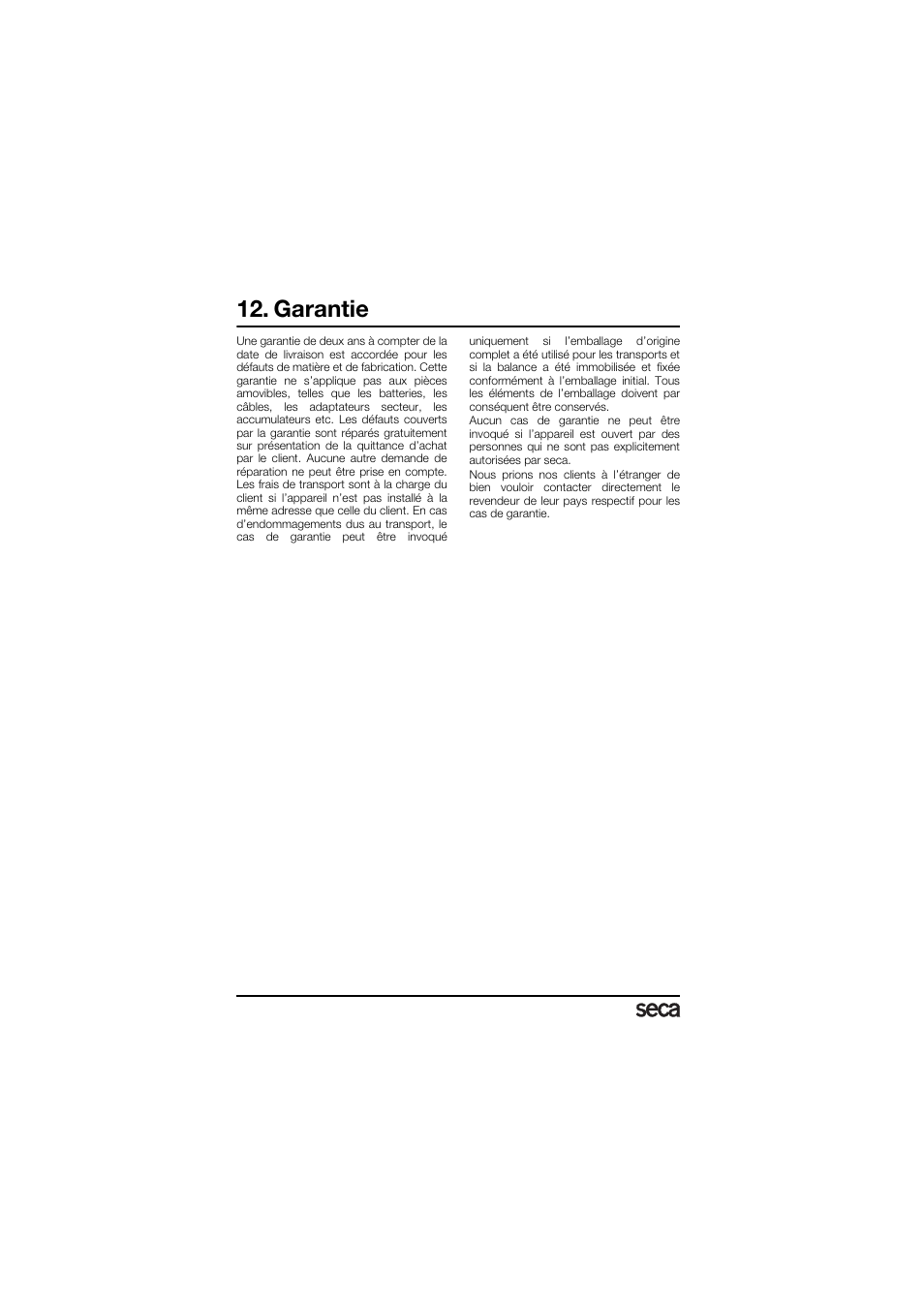 Garantie | Seca 878 User Manual | Page 32 / 139