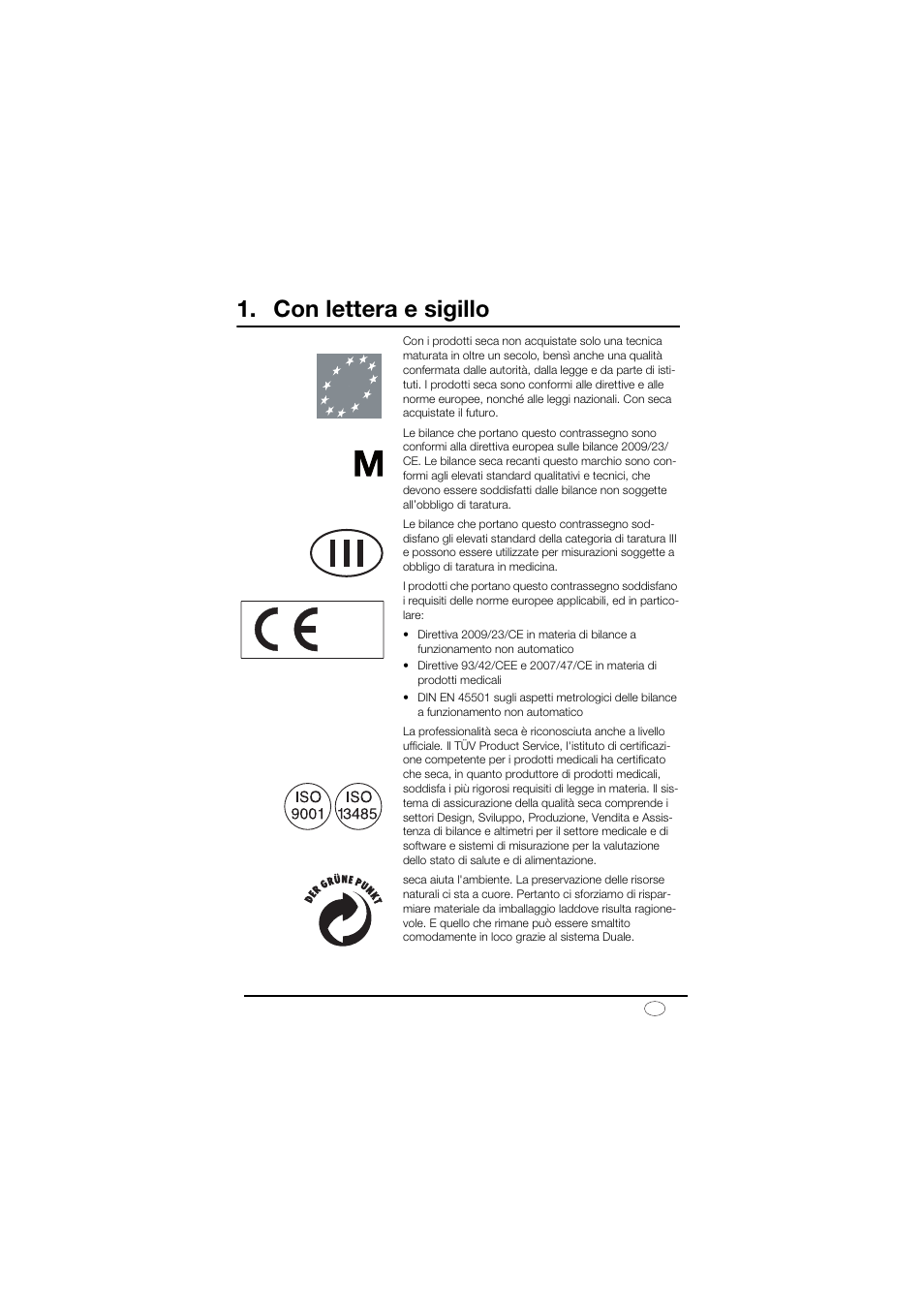 Italiano, Con lettera e sigillo | Seca 878 User Manual | Page 33 / 139