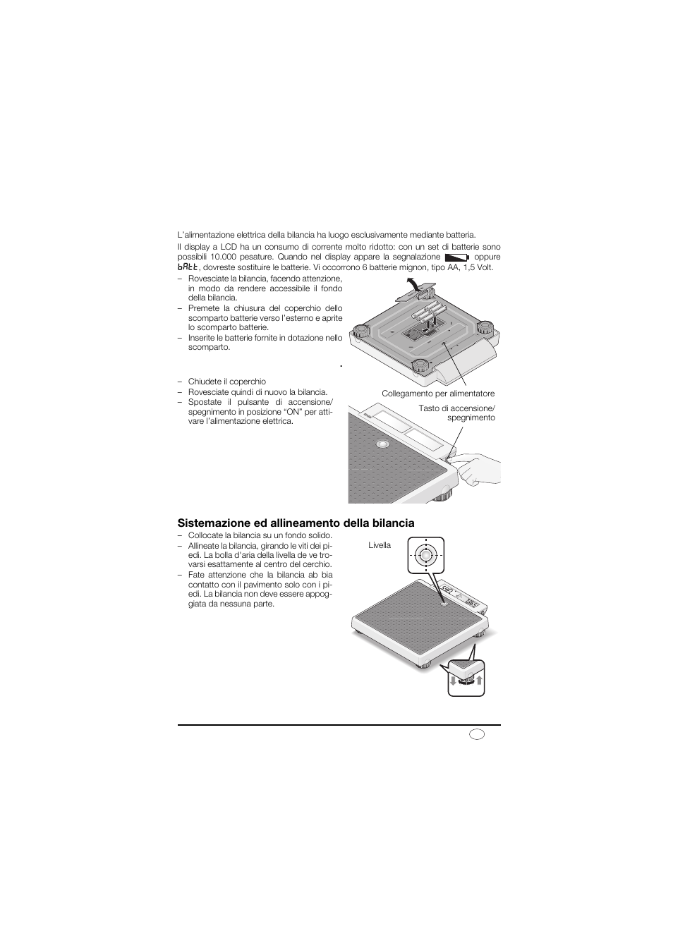 Alimentazione elettrica, Sistemazione ed allineamento della bilancia | Seca 878 User Manual | Page 35 / 139