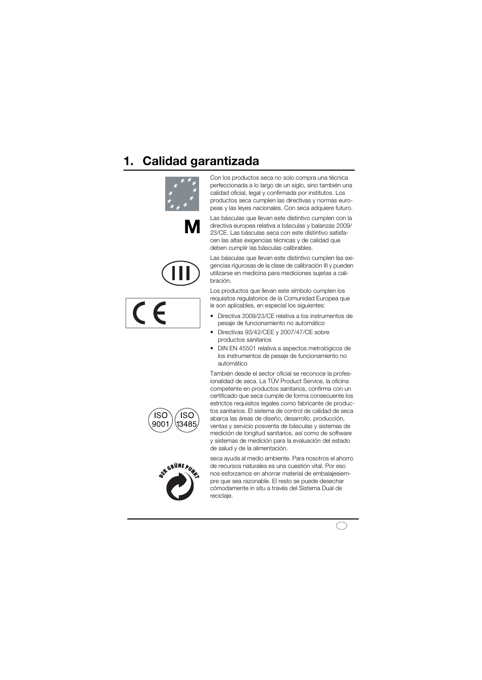 Español, Calidad garantizada | Seca 878 User Manual | Page 43 / 139