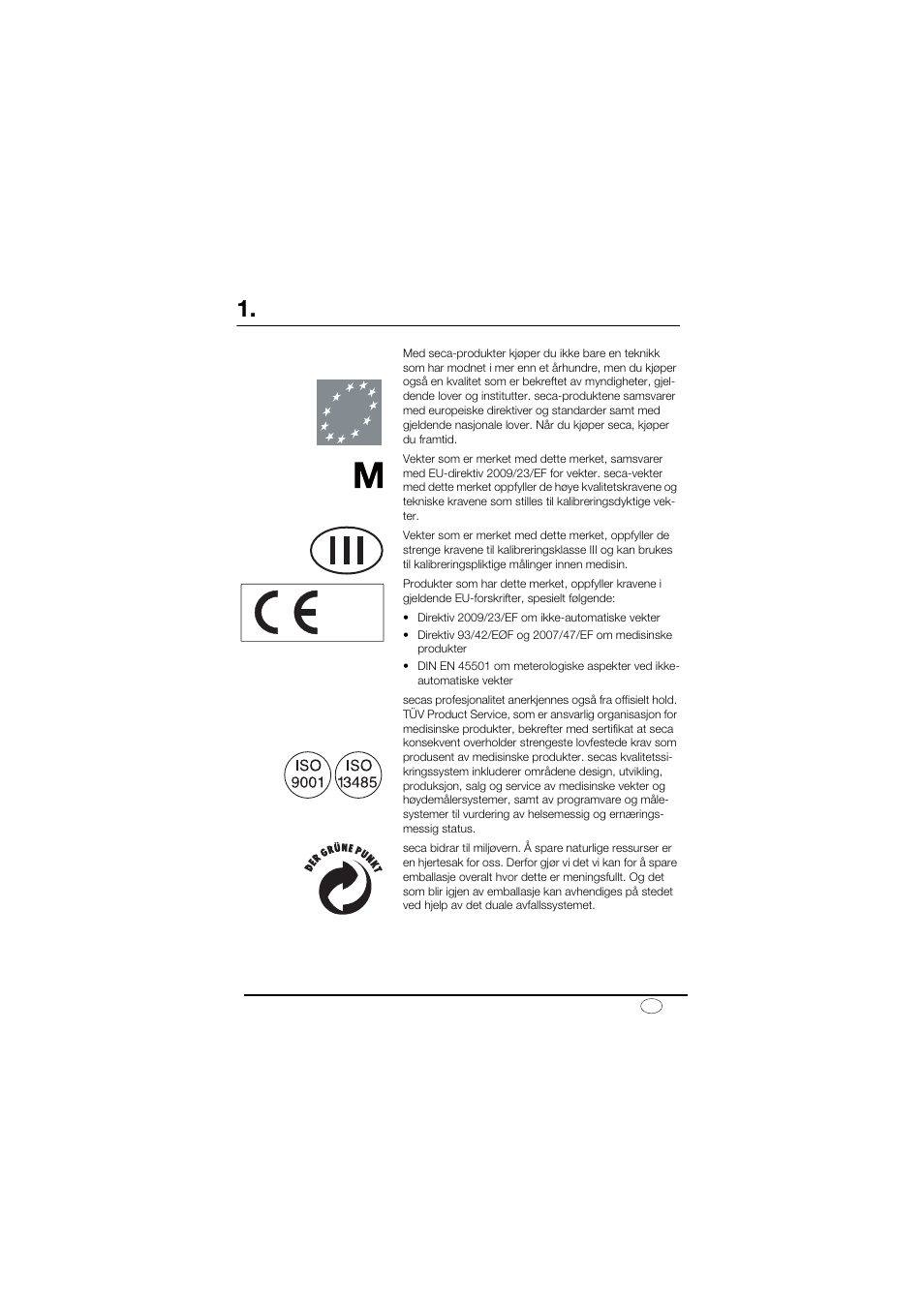 Norsk, Med garanti og sertifikat | Seca 878 User Manual | Page 73 / 139