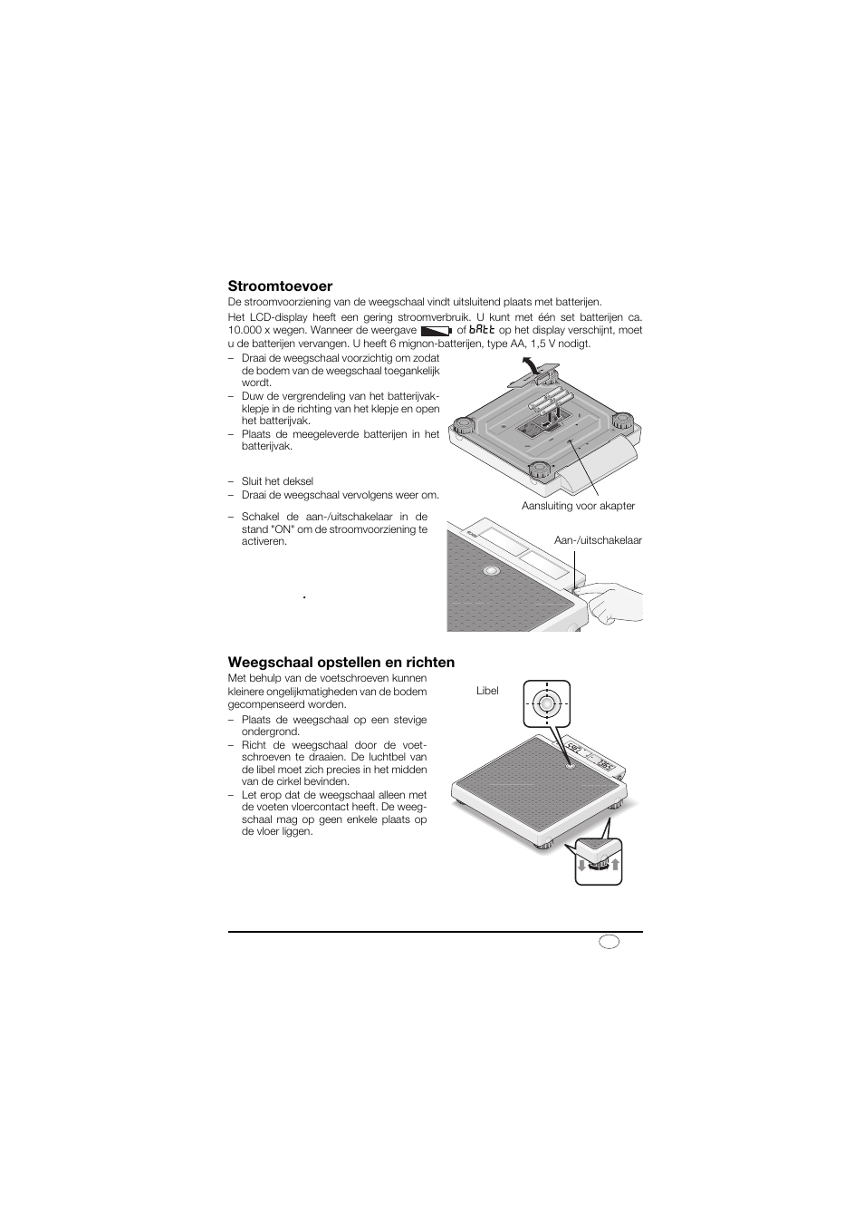 Stroomtoevoer, Weegschaal opstellen en richten | Seca 878 User Manual | Page 95 / 139