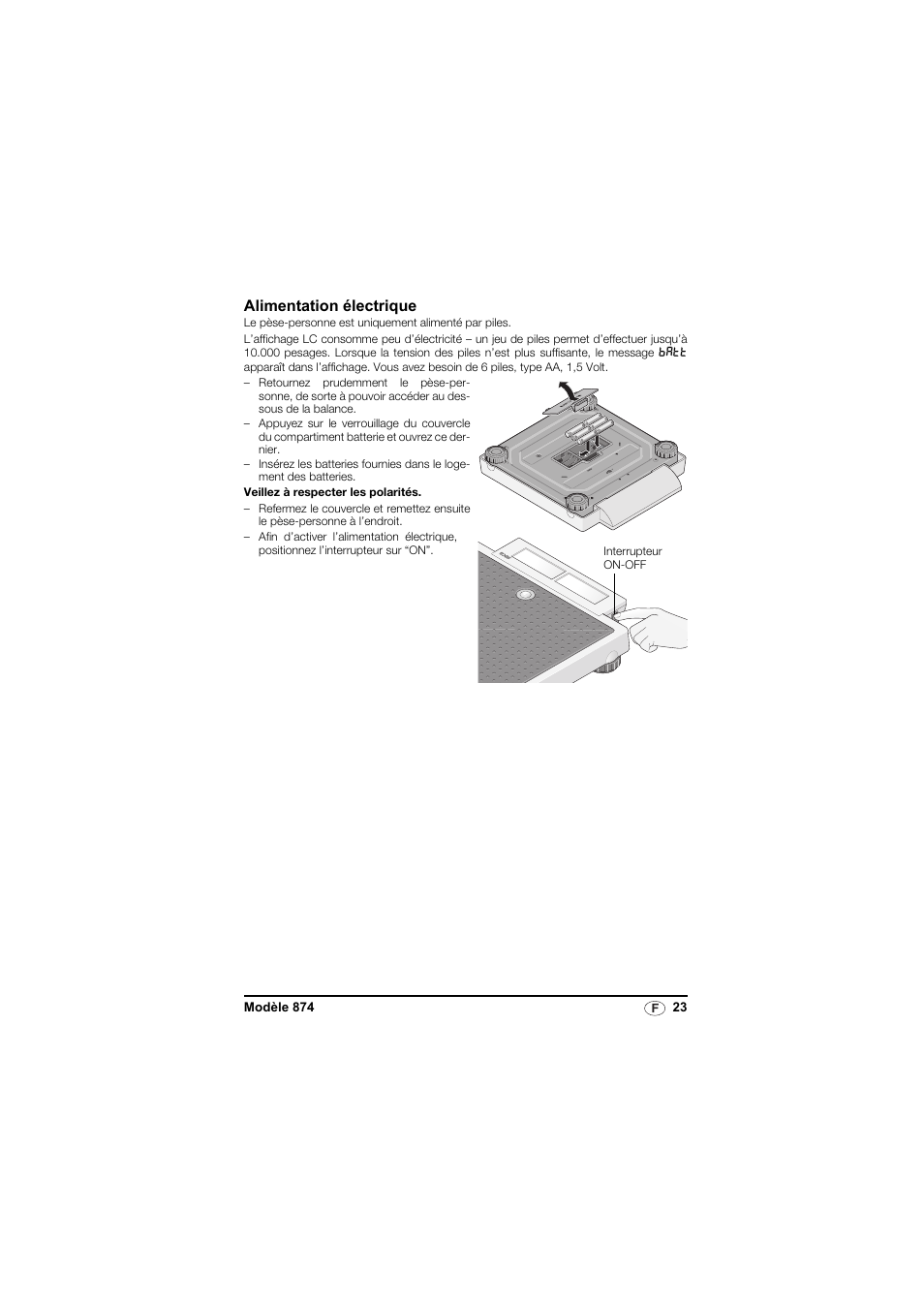 Alimentation électrique | Seca 874 User Manual | Page 23 / 65