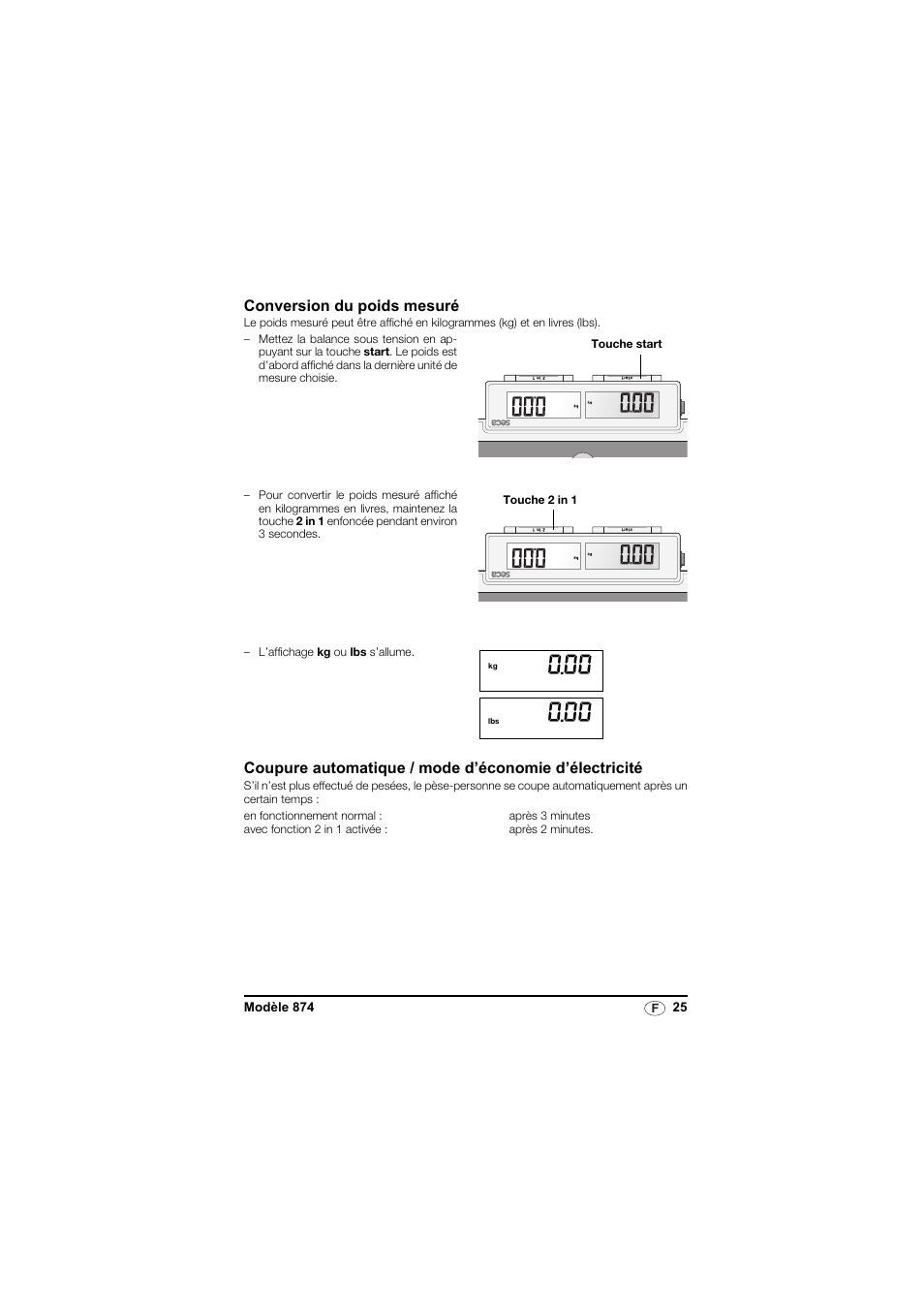 Conversion du poids mesuré | Seca 874 User Manual | Page 25 / 65