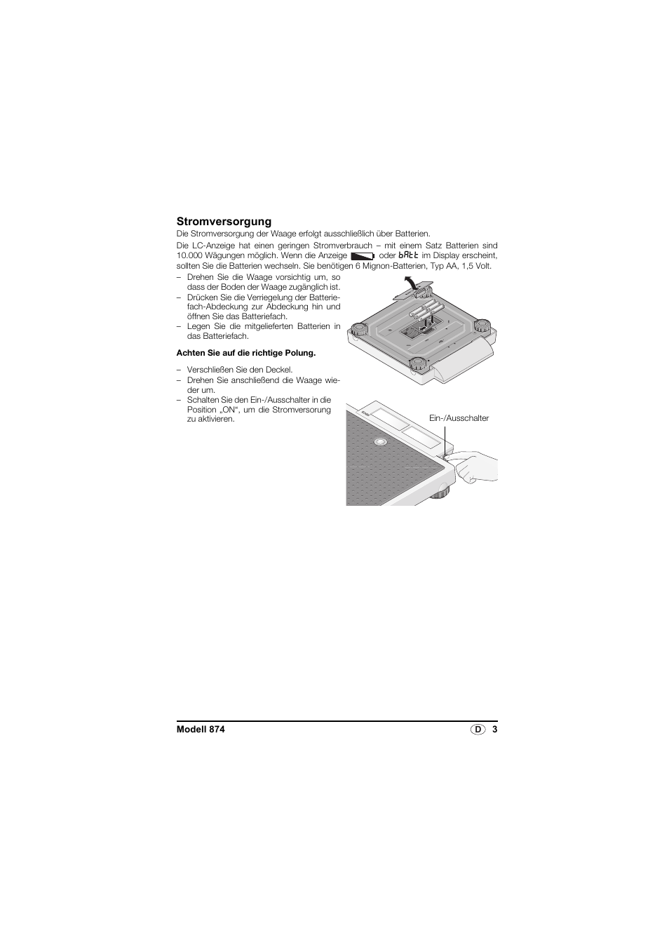 Stromversorgung | Seca 874 User Manual | Page 3 / 65