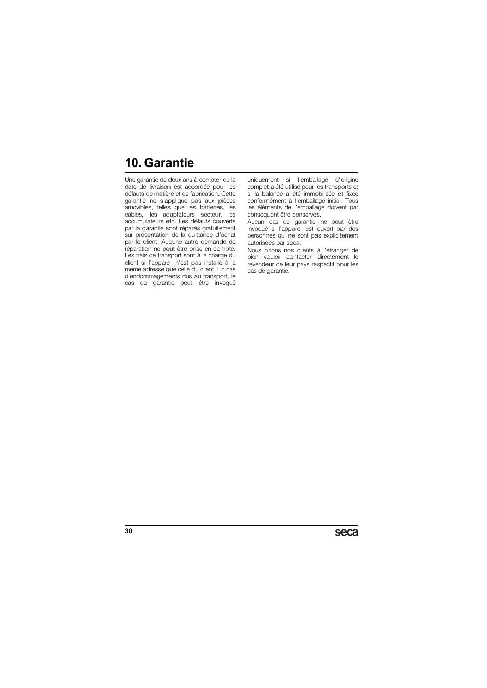 Garantie | Seca 874 User Manual | Page 30 / 65