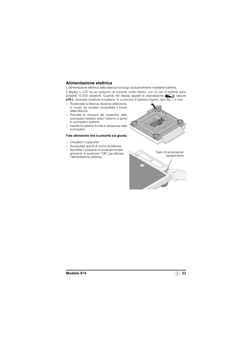 Alimentazione elettrica | Seca 874 User Manual | Page 33 / 65