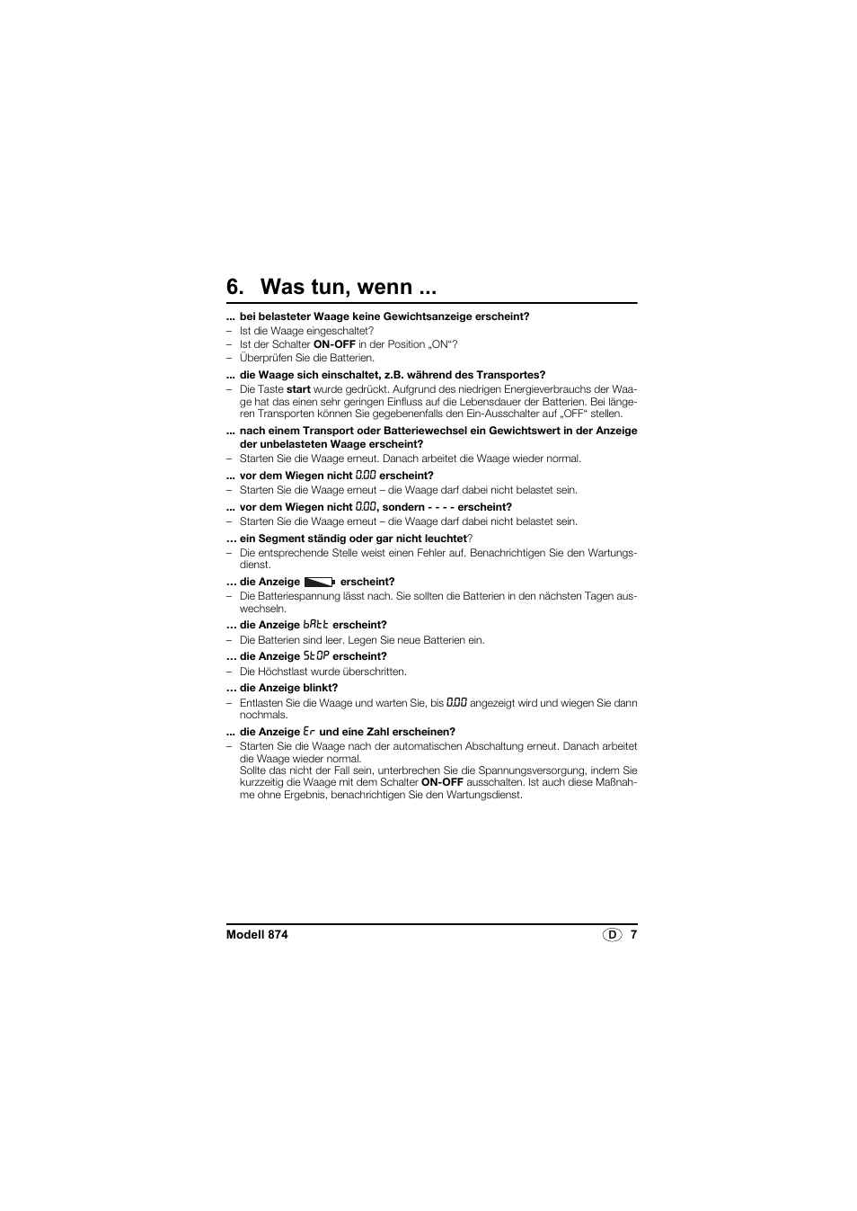 Was tun, wenn | Seca 874 User Manual | Page 7 / 65