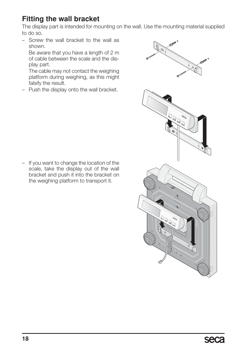 Fitting the wall bracket | Seca 869 User Manual | Page 18 / 102