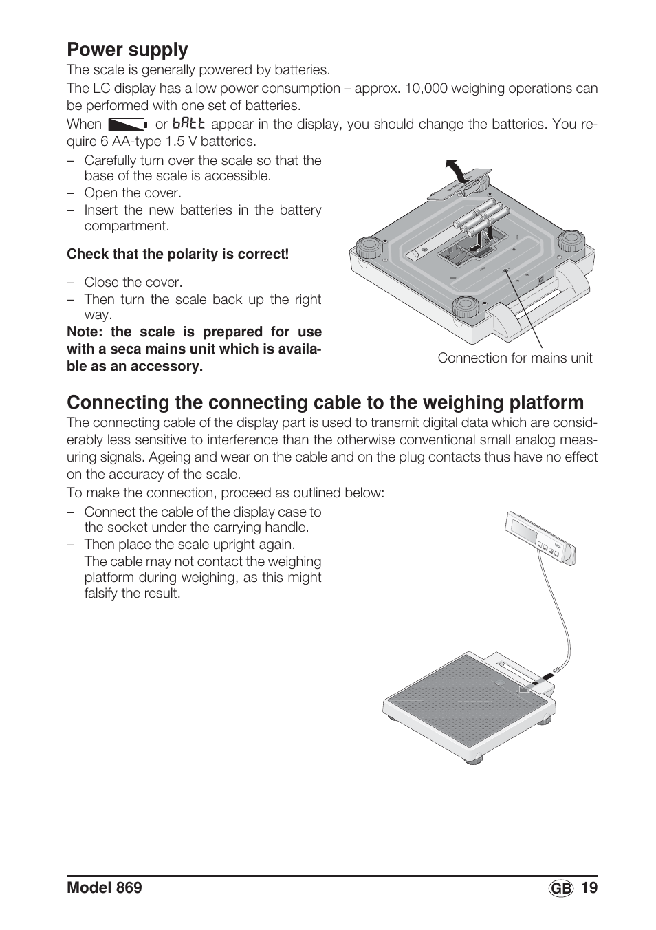 Power supply | Seca 869 User Manual | Page 19 / 102