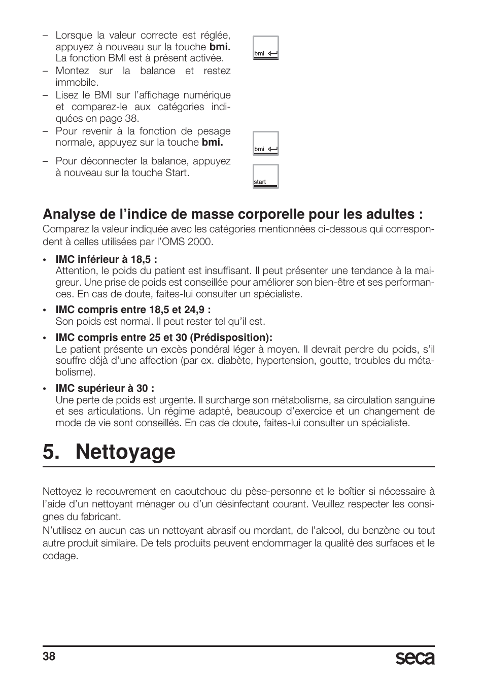 Nettoyage | Seca 869 User Manual | Page 38 / 102