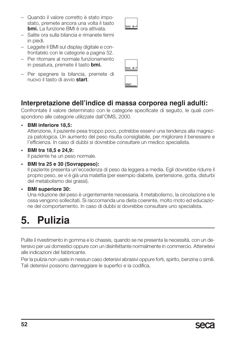 Pulizia | Seca 869 User Manual | Page 52 / 102